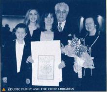 Photo of Zdunic family with Carole Moore